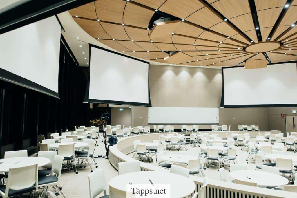 photo of empty room with projector screen